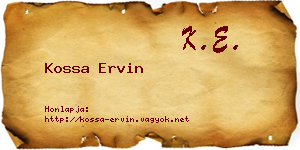 Kossa Ervin névjegykártya